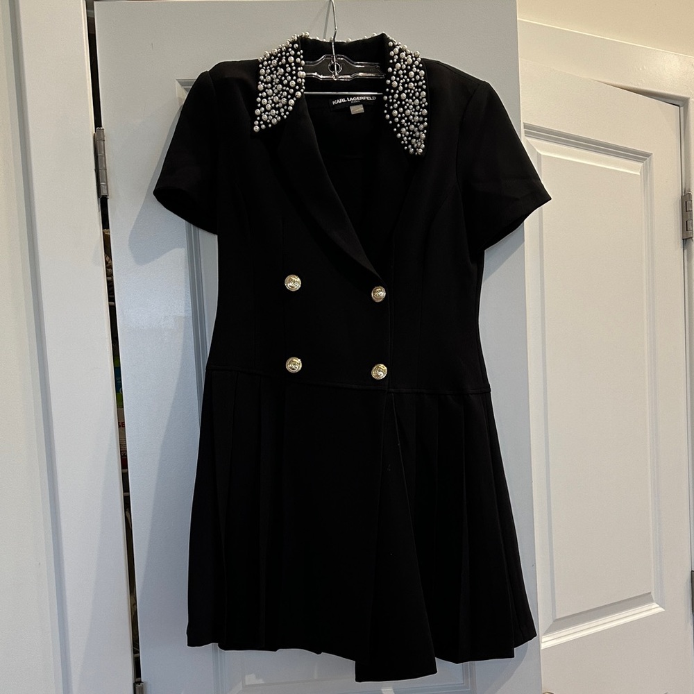 Karl Lagerfeld Paris Black Pearl Dress | Size 4 | LBD | Like New